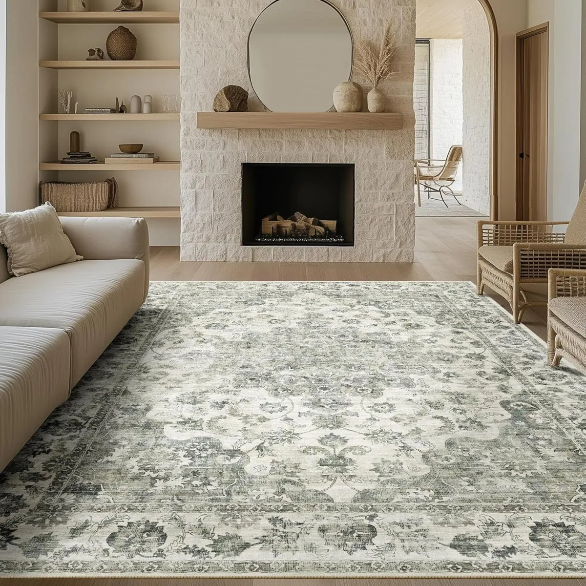 Vintage Rugs Living Room Rug Washable Carpet - Image 1