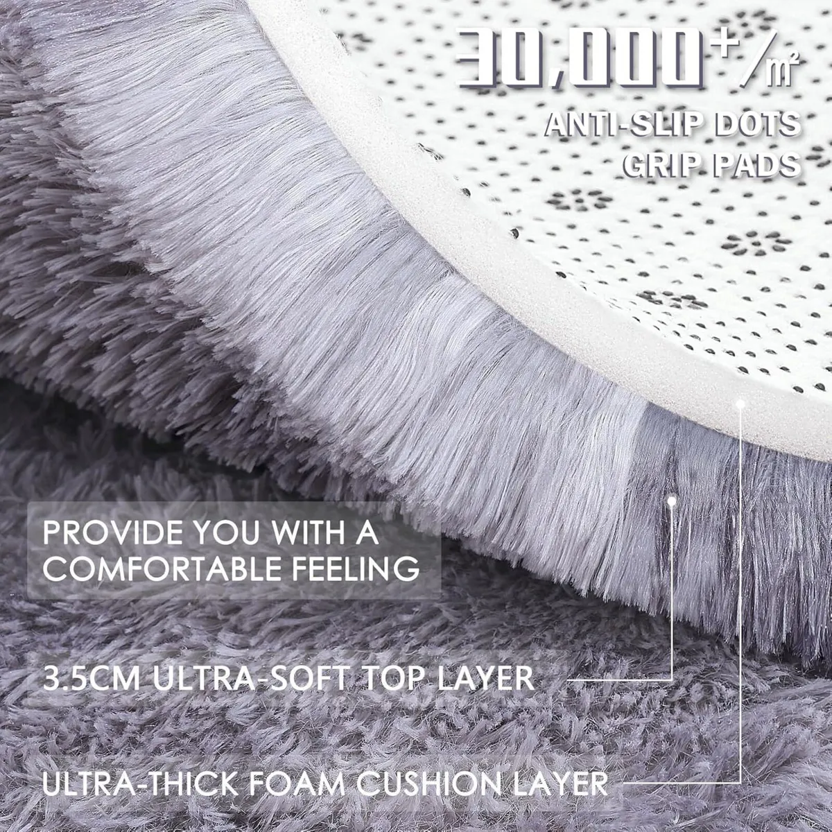 Fluffy Shaggy Rugs Living Room Machine Washable - Image 3