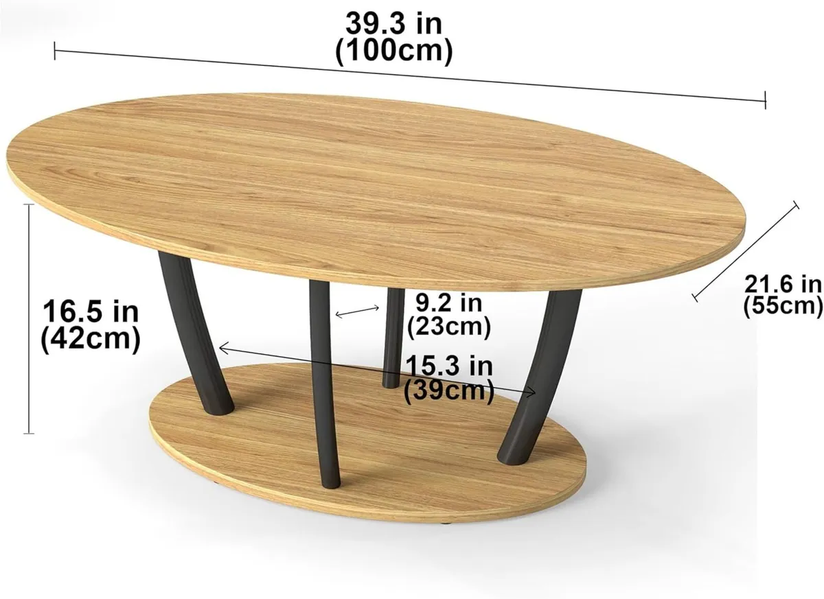 Oval Coffee Table Mid Century Farmhouse - Image 3