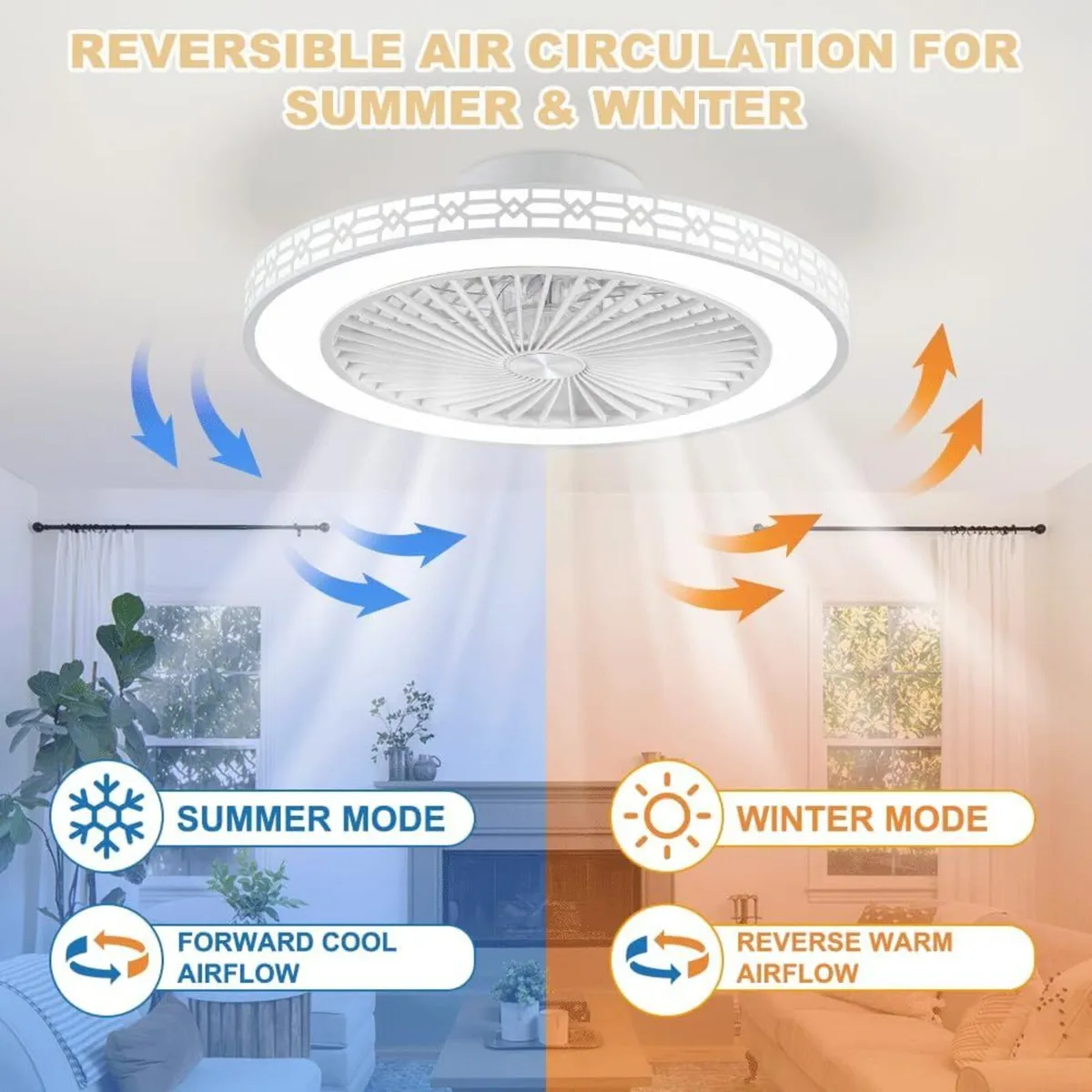 50CM Reversible Ceiling Fans with Lights - Image 3