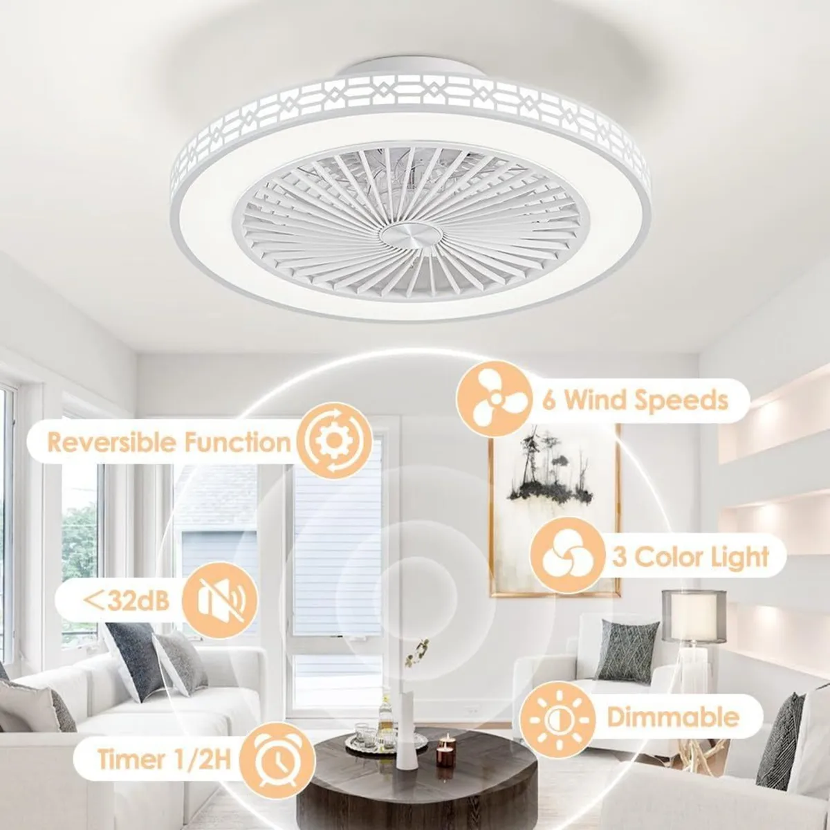 50CM Reversible Ceiling Fans with Lights - Image 4