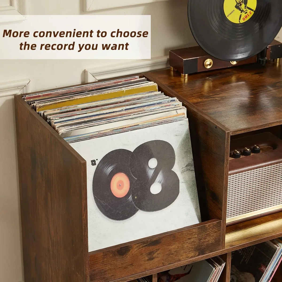Large Record Player Stand Turntable with Storage - Image 2