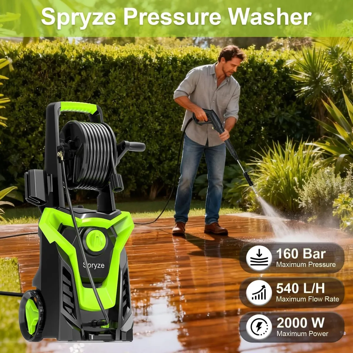 Pressure Washers 2000W 160bar 540L H Jet - Image 2