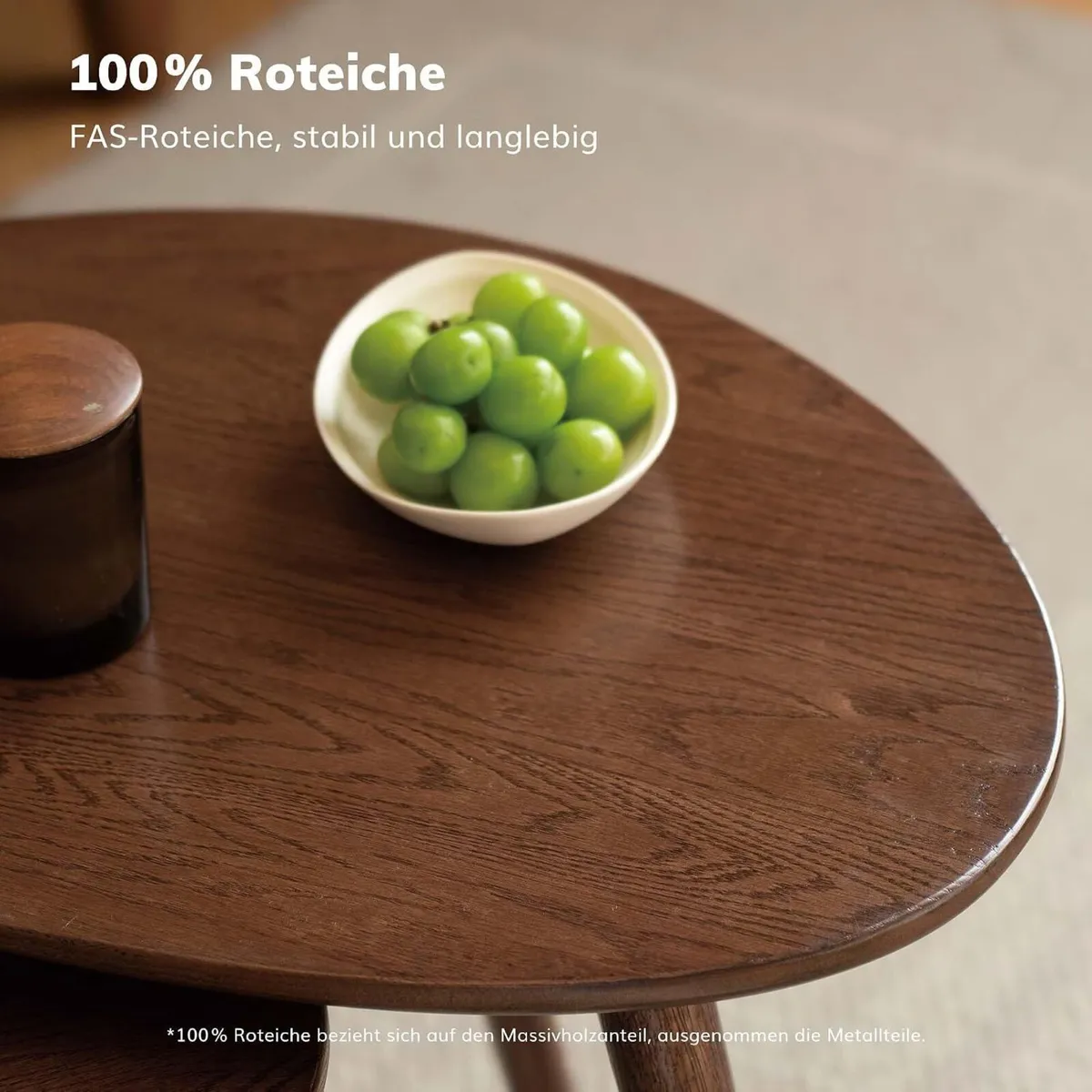 Round Side Table Coffee with Solid Wood Legs - Image 4