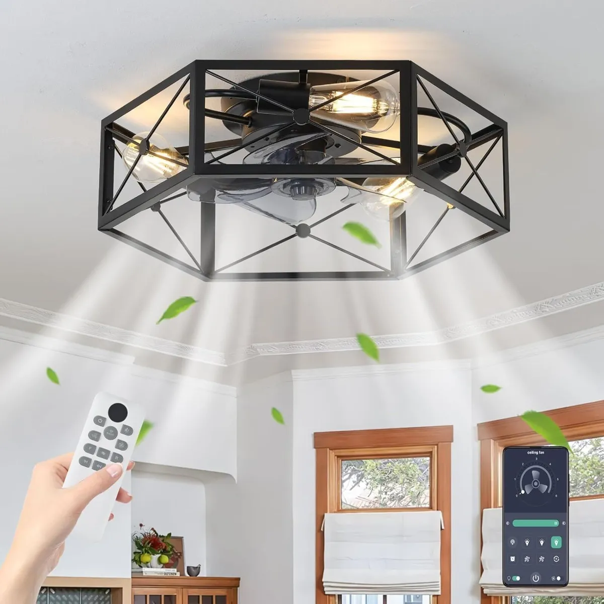 Ceiling Fans with Lights 50CM Industrial Fan 6 - Image 1