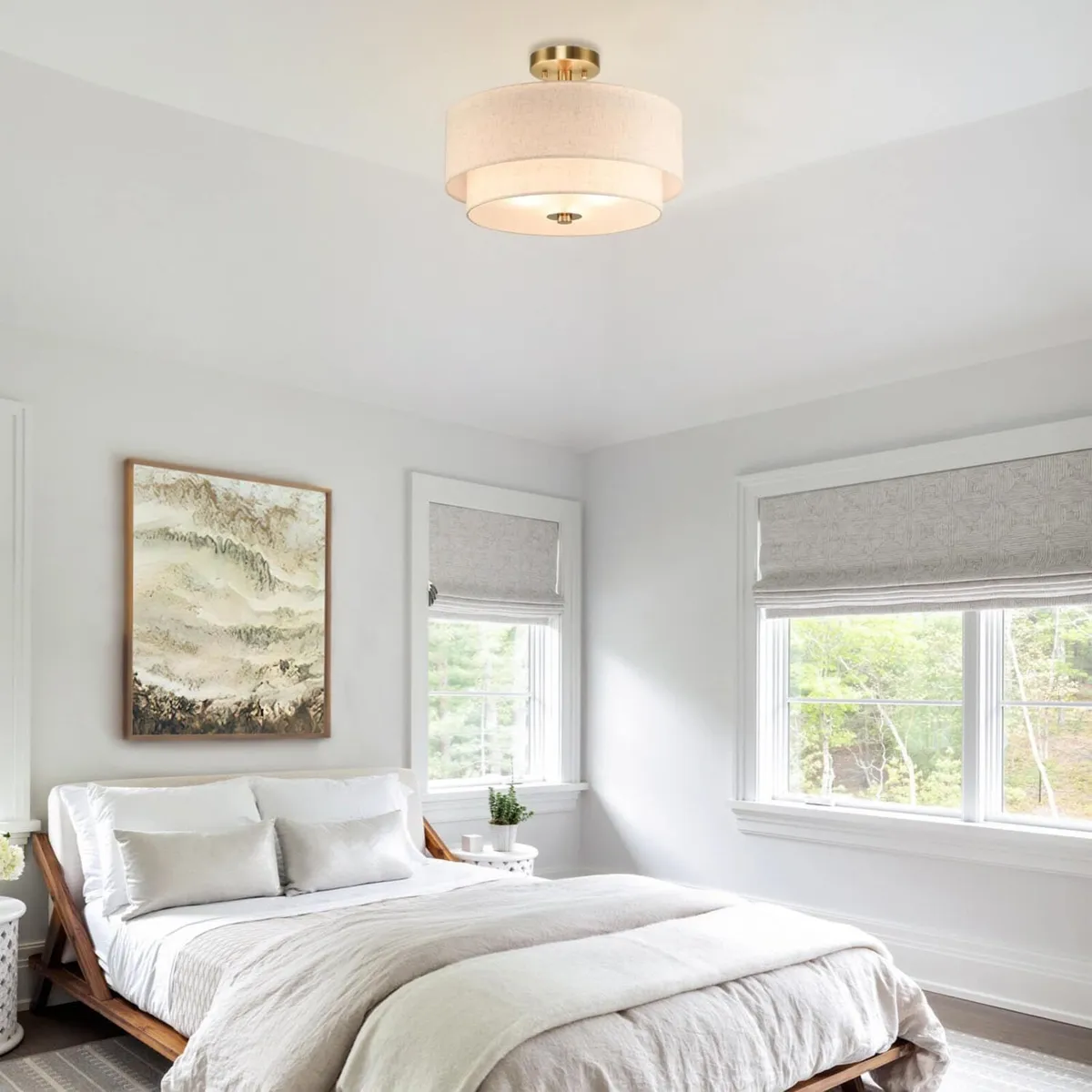 40CM Linen Semi Flush Ceiling Light for Living - Image 4