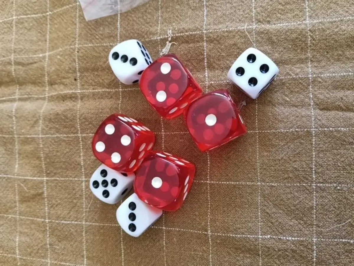 Set of Acrylic Red and White Dice