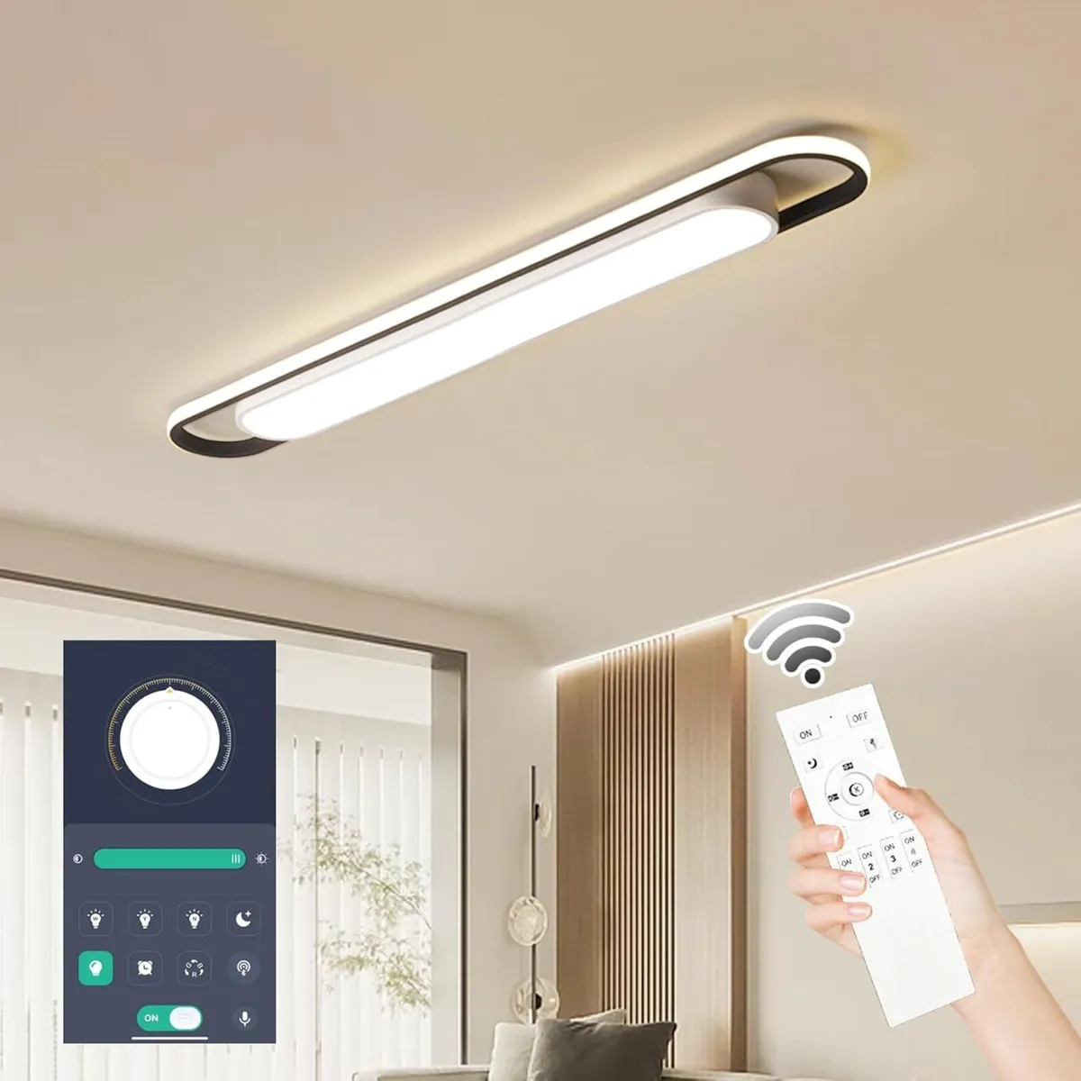 LED Ceiling Light Modern Linear Lamp 92CM Smart - Image 1