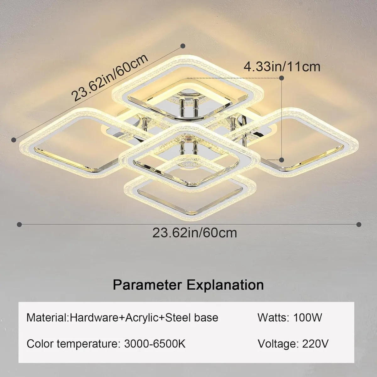LED Ceiling Light Square Modern Flush Mount - Image 2