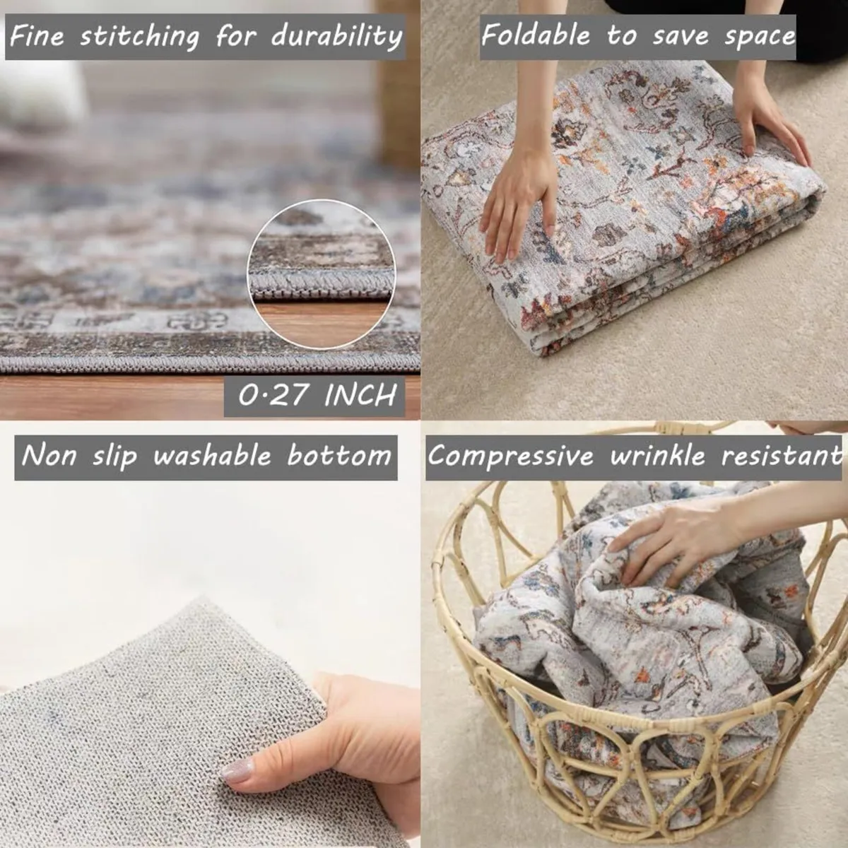 Large Rug Washable Vintage Traditional Distressed - Image 4