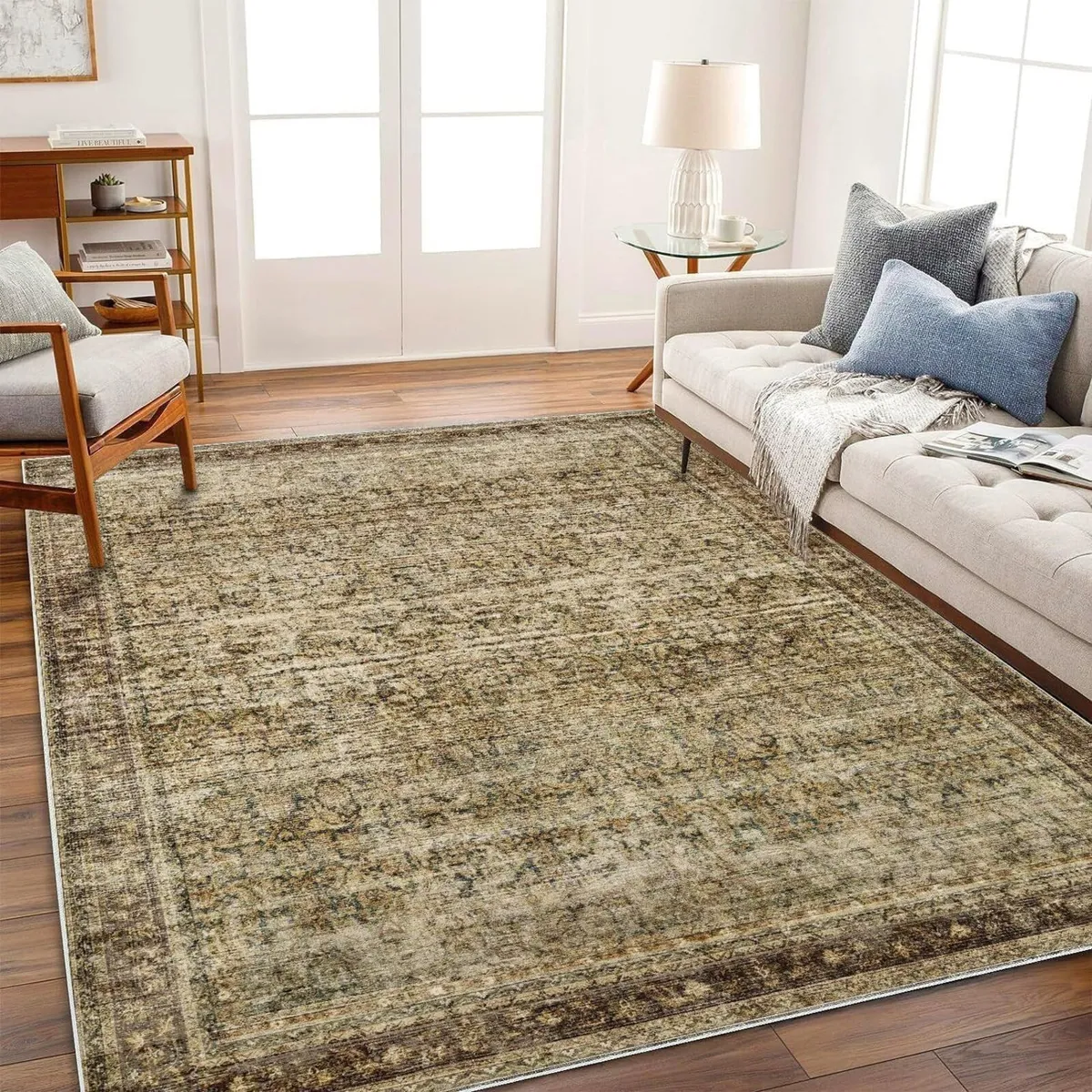 Large Rug Washable Vintage Traditional Distressed - Image 2