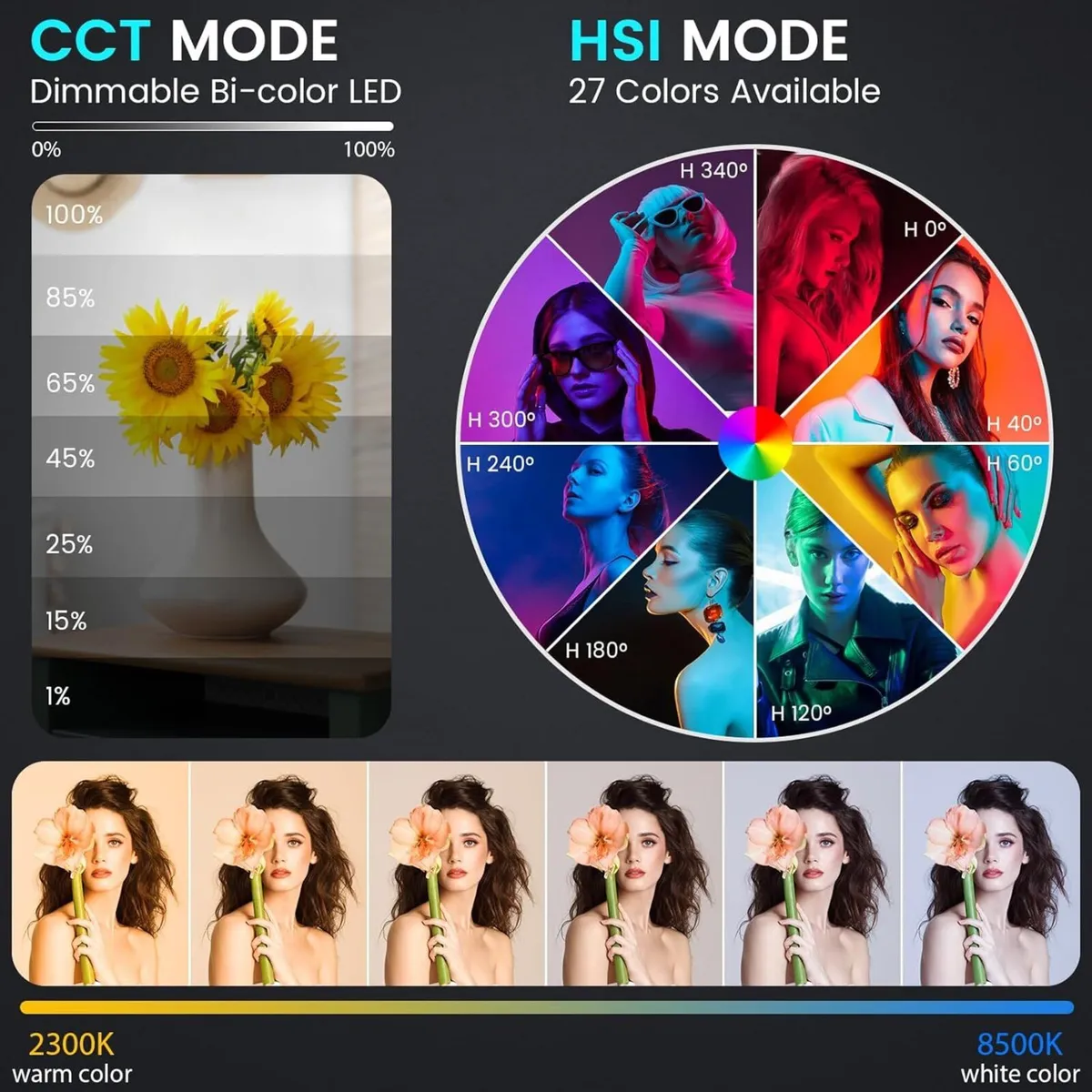 RGB Photography Video Lighting Kit 50W Bi-Colour - Image 4