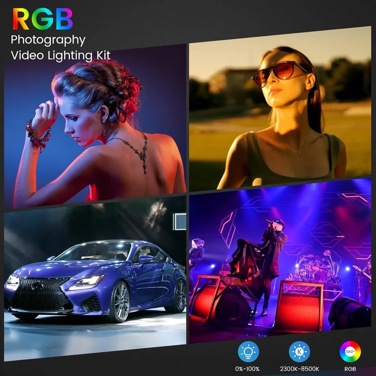 RGB Photography Video Lighting Kit 50W Bi-Colour - Image 2