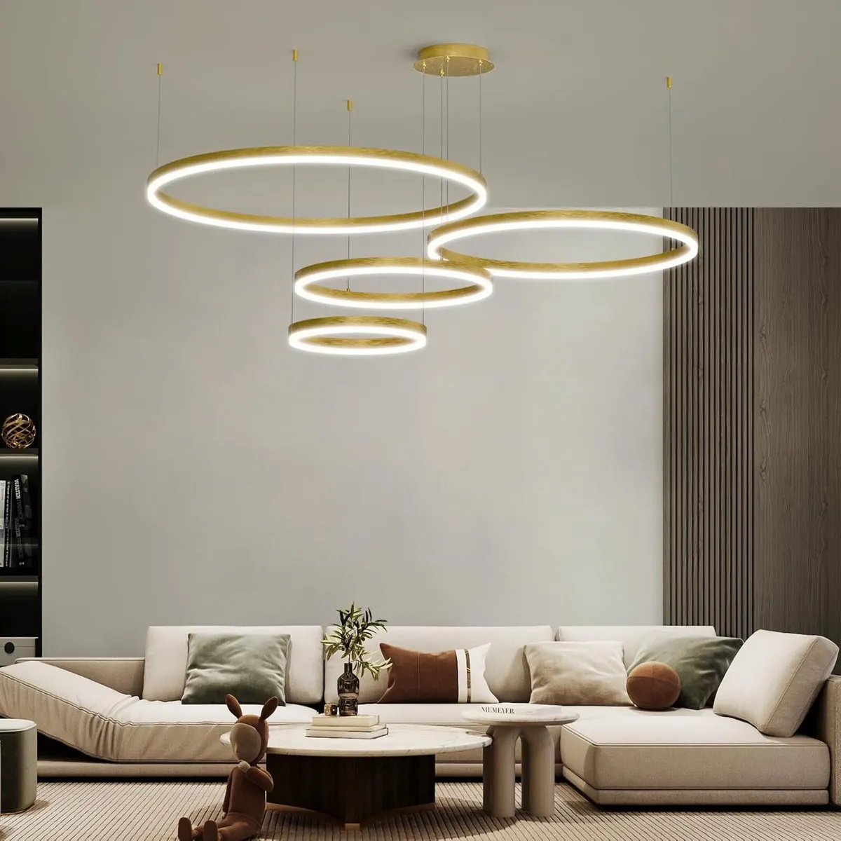 4 Rings Modern LED Chandelier Circular Dimmable - Image 1