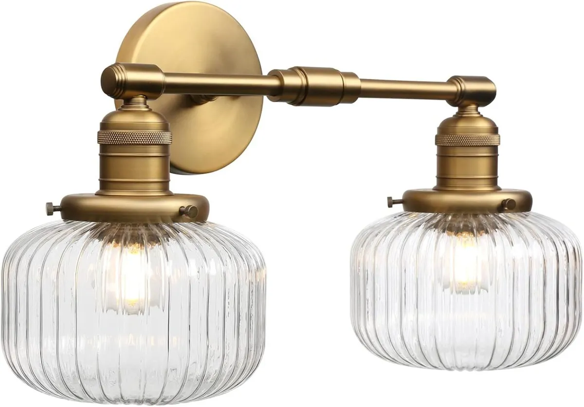 2-Lights Industrial Glass Wall Lights Clear - Image 1