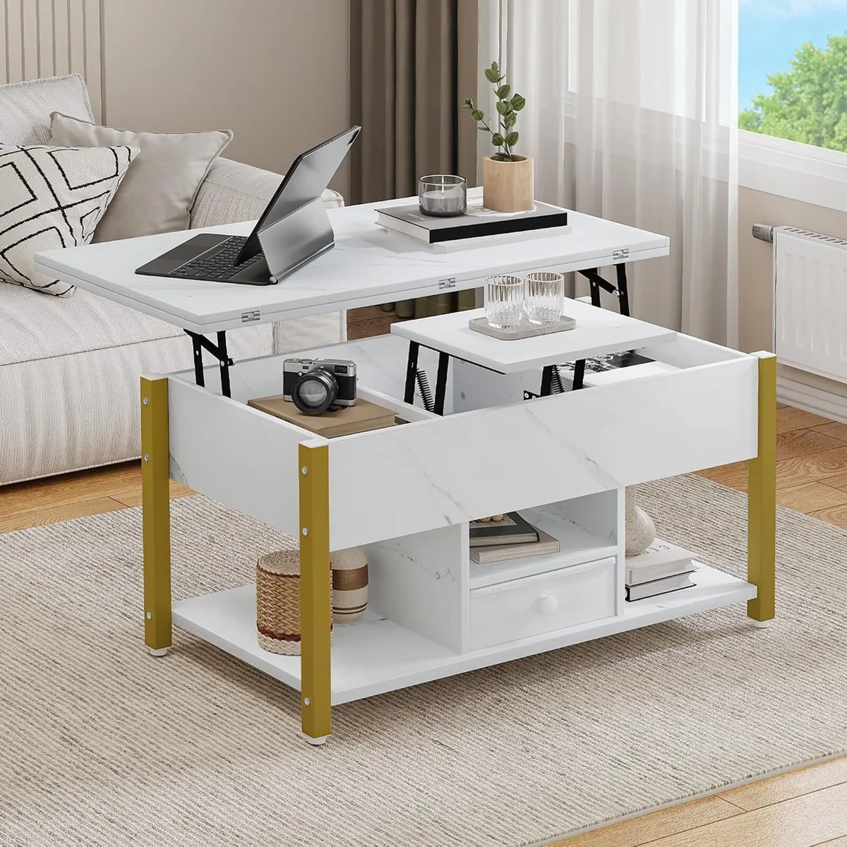 Lift Top Coffee Table with Drawers 4 - Image 1