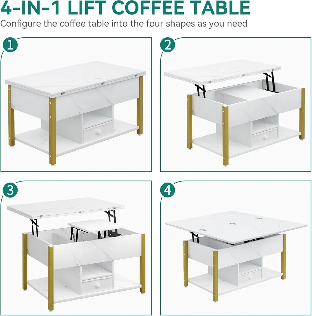 Lift Top Coffee Table with Drawers 4 - Image 3
