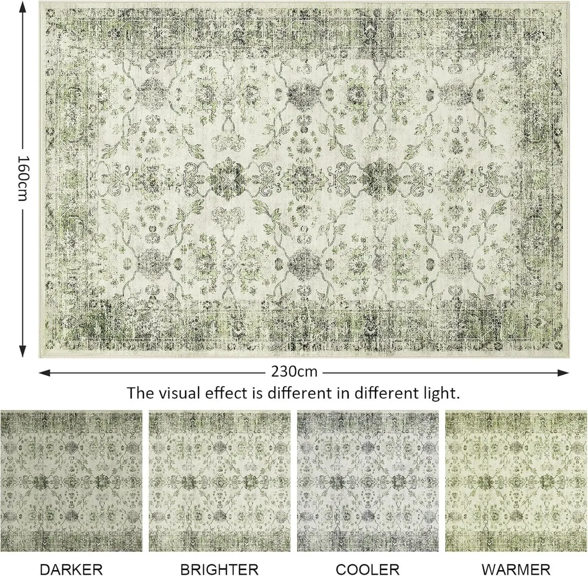 Vintage Rug160x230CM Washable Rugs Living Room - Image 2