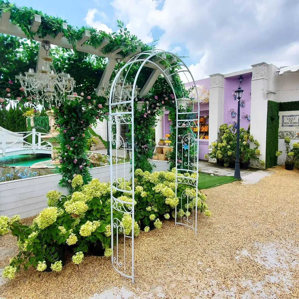 Scendor Wedding Arch Arbour Curved Metal Archway - Image 1
