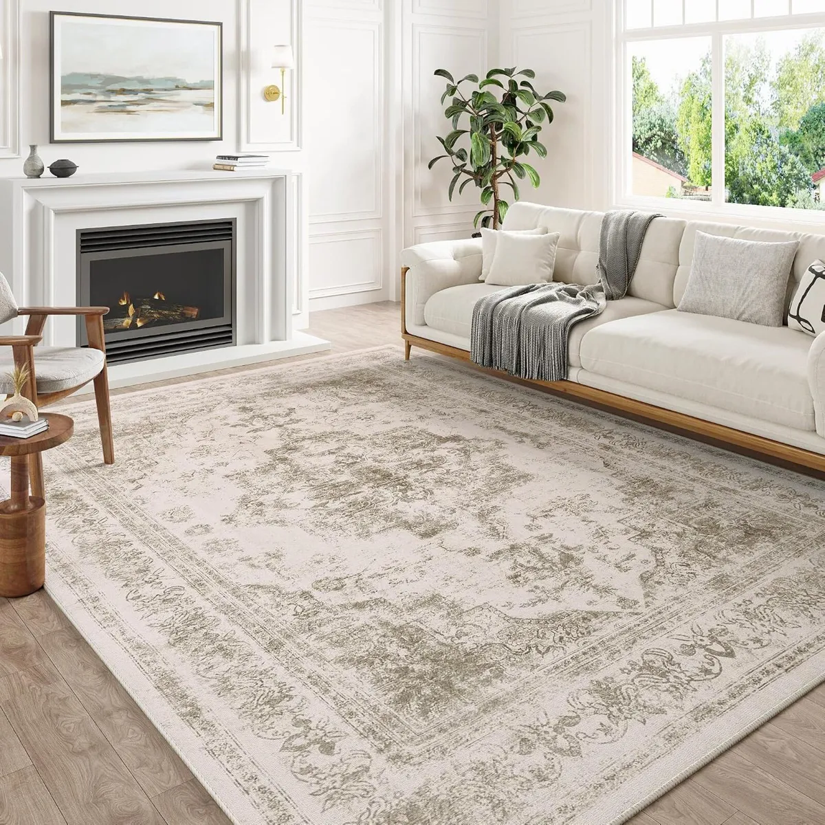 Vintage Rugs Living Room Area Rug Washable - Image 1