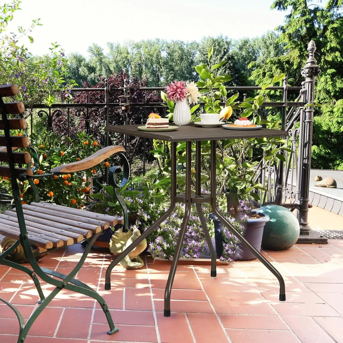 Garden Table in Wood-Look Steel 50% Plastic 75 - Image 4