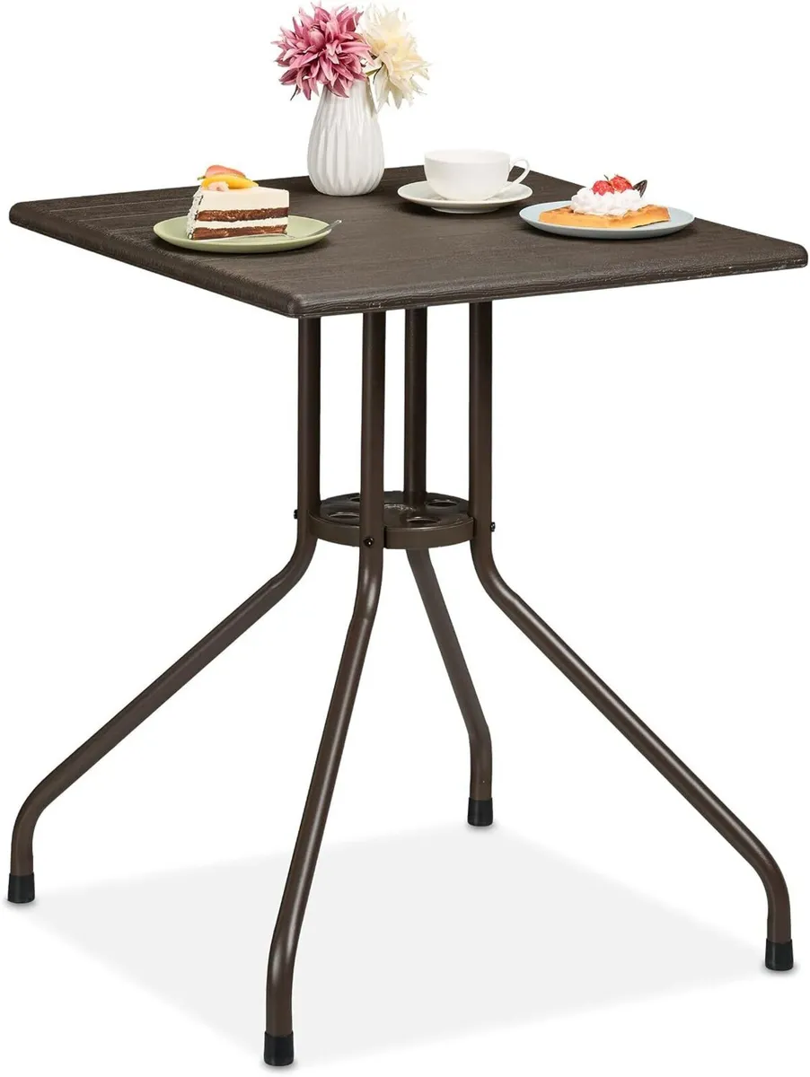 Garden Table in Wood-Look Steel 50% Plastic 75 - Image 1