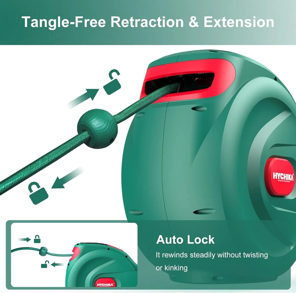 Hychika Hose Reel 30m Wall Mounted Retractable - Image 2