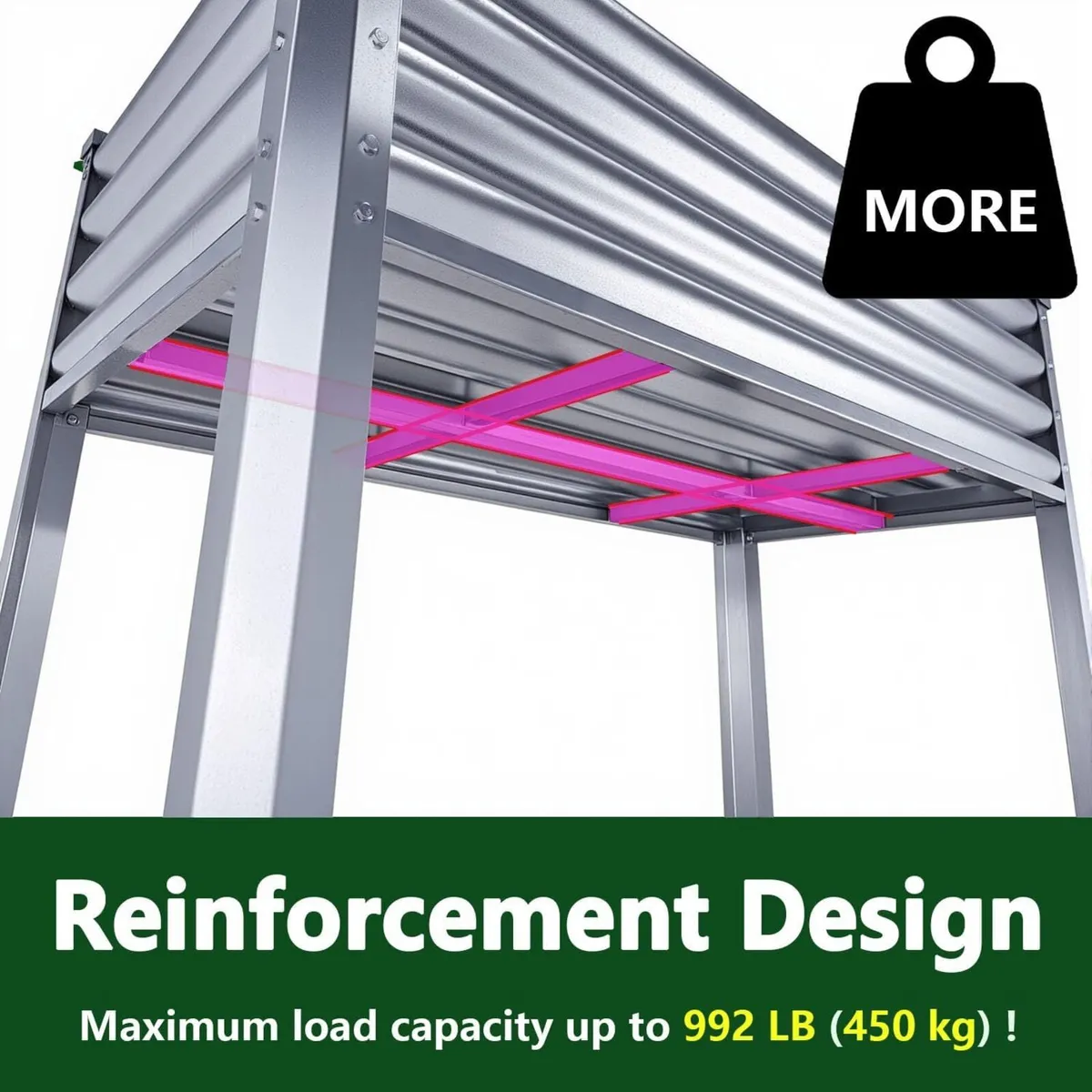 Garden Bed with Legs Galvanized High Boxes - Image 3