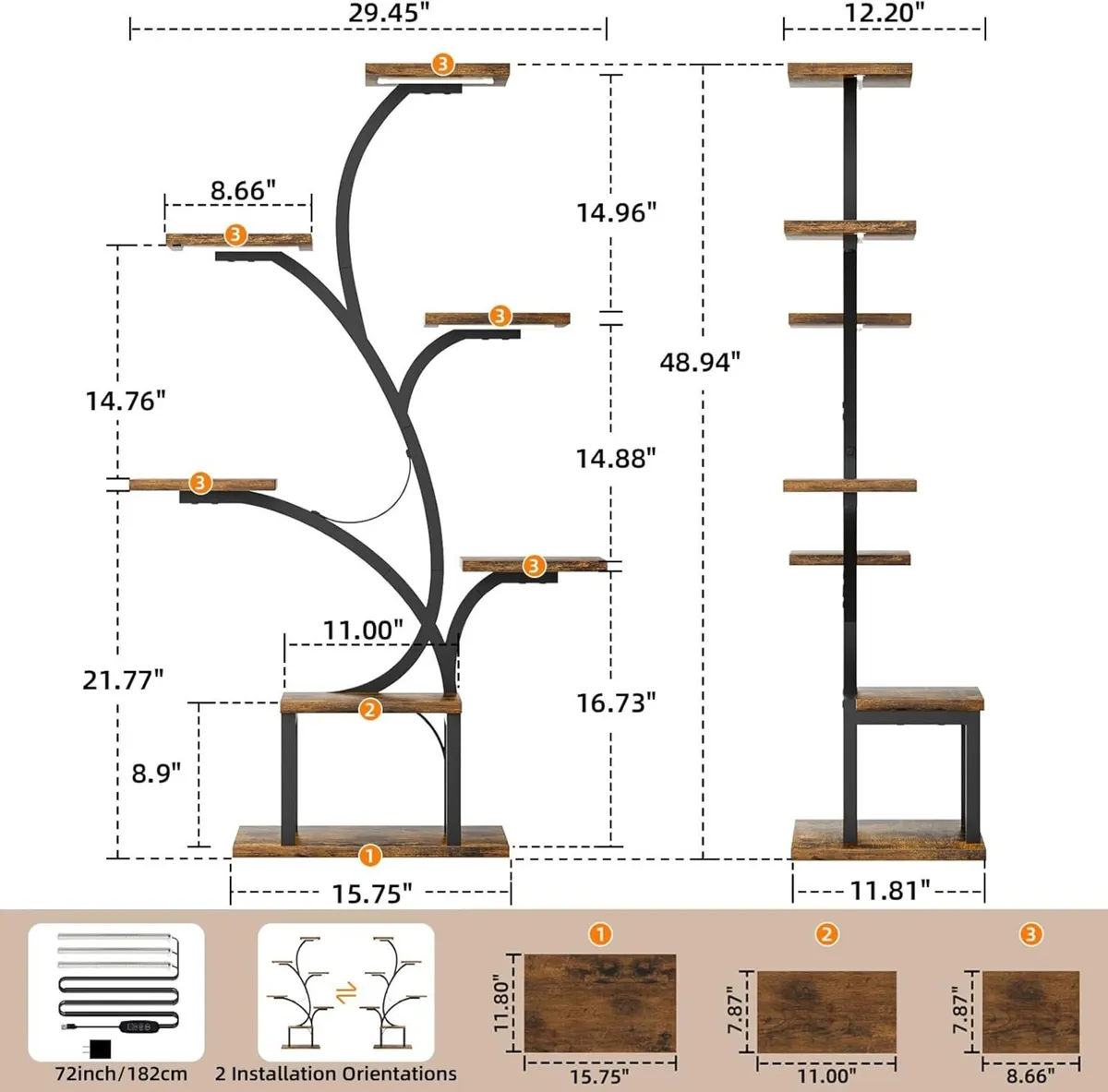 Plant Stand with Grow Lights 7 Tiered - Image 2