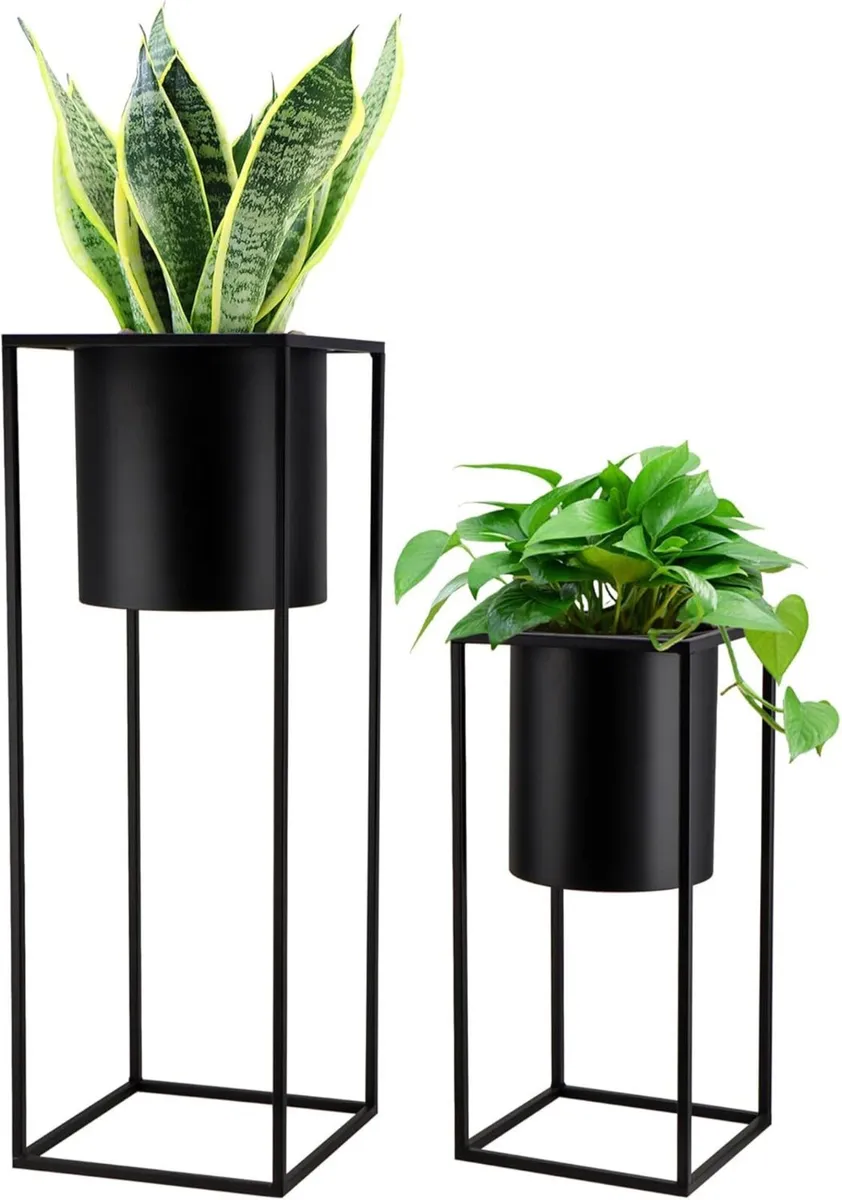 Morden Metal Craft Planters with Stand (Set of 2) - Image 1