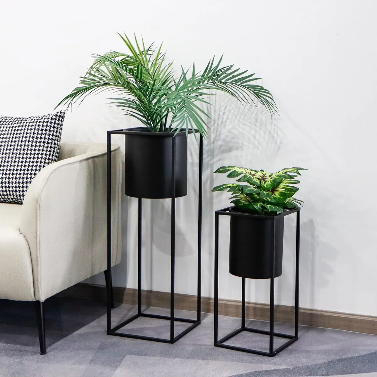 Morden Metal Craft Planters with Stand (Set of 2) - Image 3
