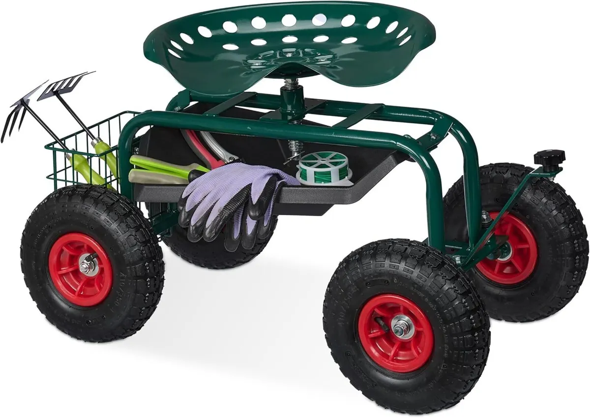 Wheeled Garden Seat Height-Adjustable 150KG - Image 1