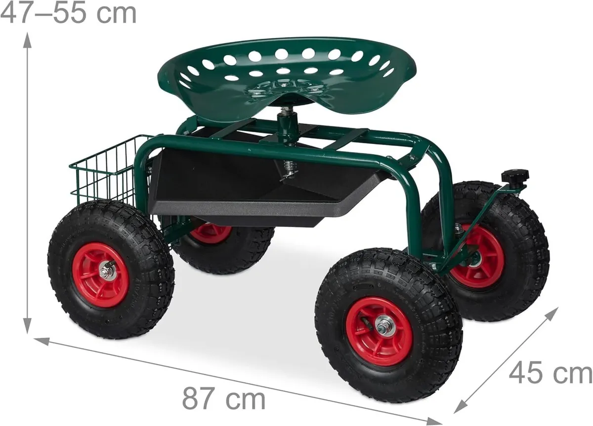 Wheeled Garden Seat Height-Adjustable 150KG - Image 4