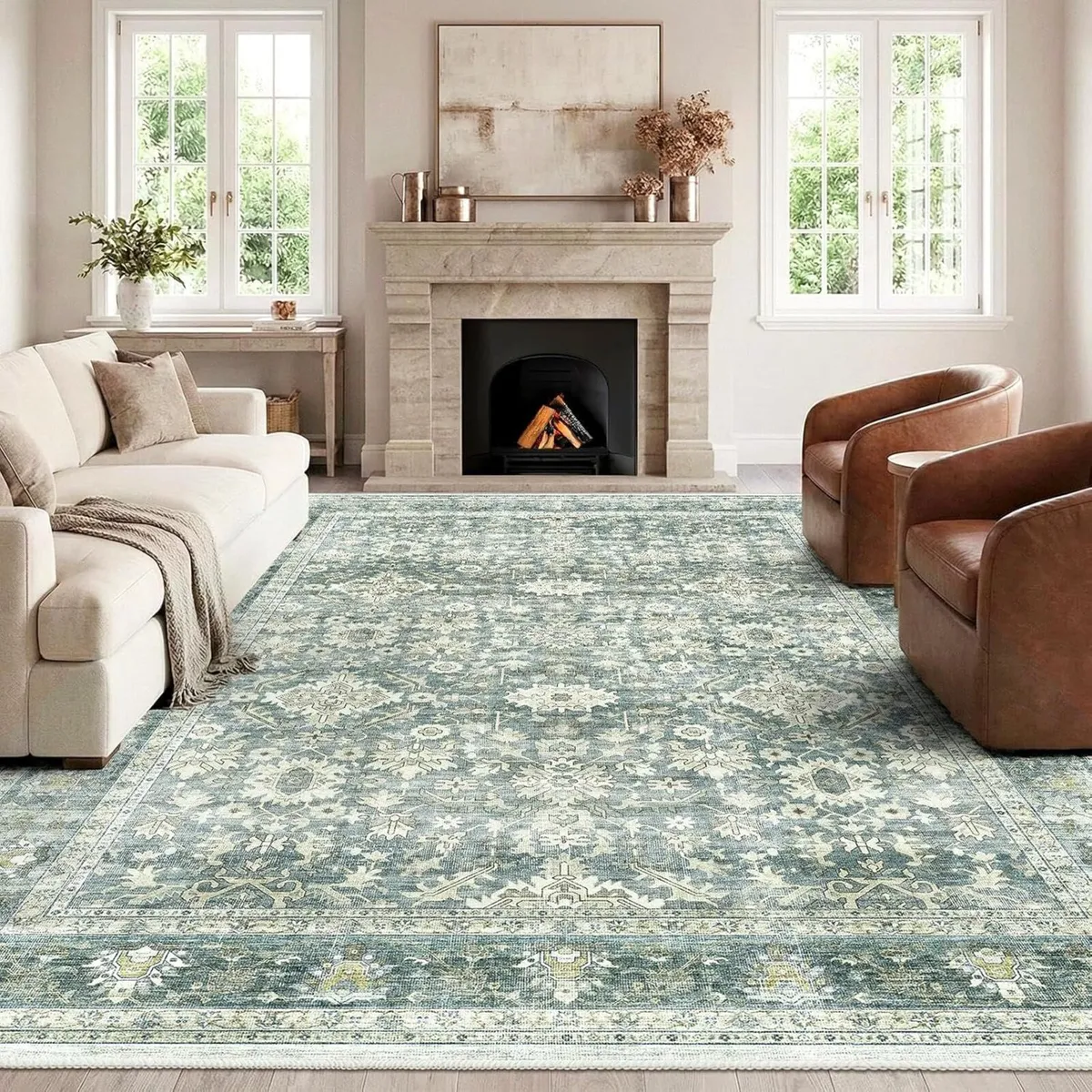 Vintage Washable Area Rug for Bedroom Living - Image 1