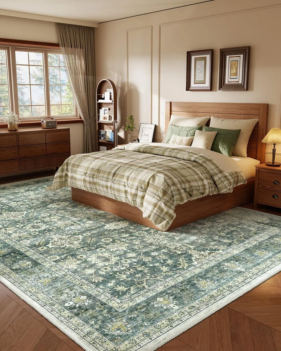 Vintage Washable Area Rug for Bedroom Living - Image 2