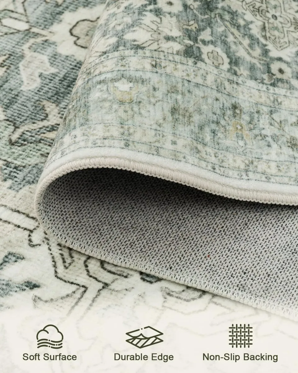 Vintage Washable Area Rug for Bedroom Living - Image 3