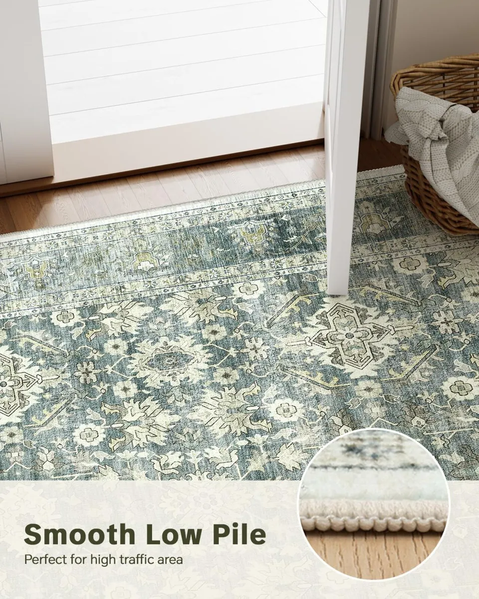 Vintage Washable Area Rug for Bedroom Living - Image 4