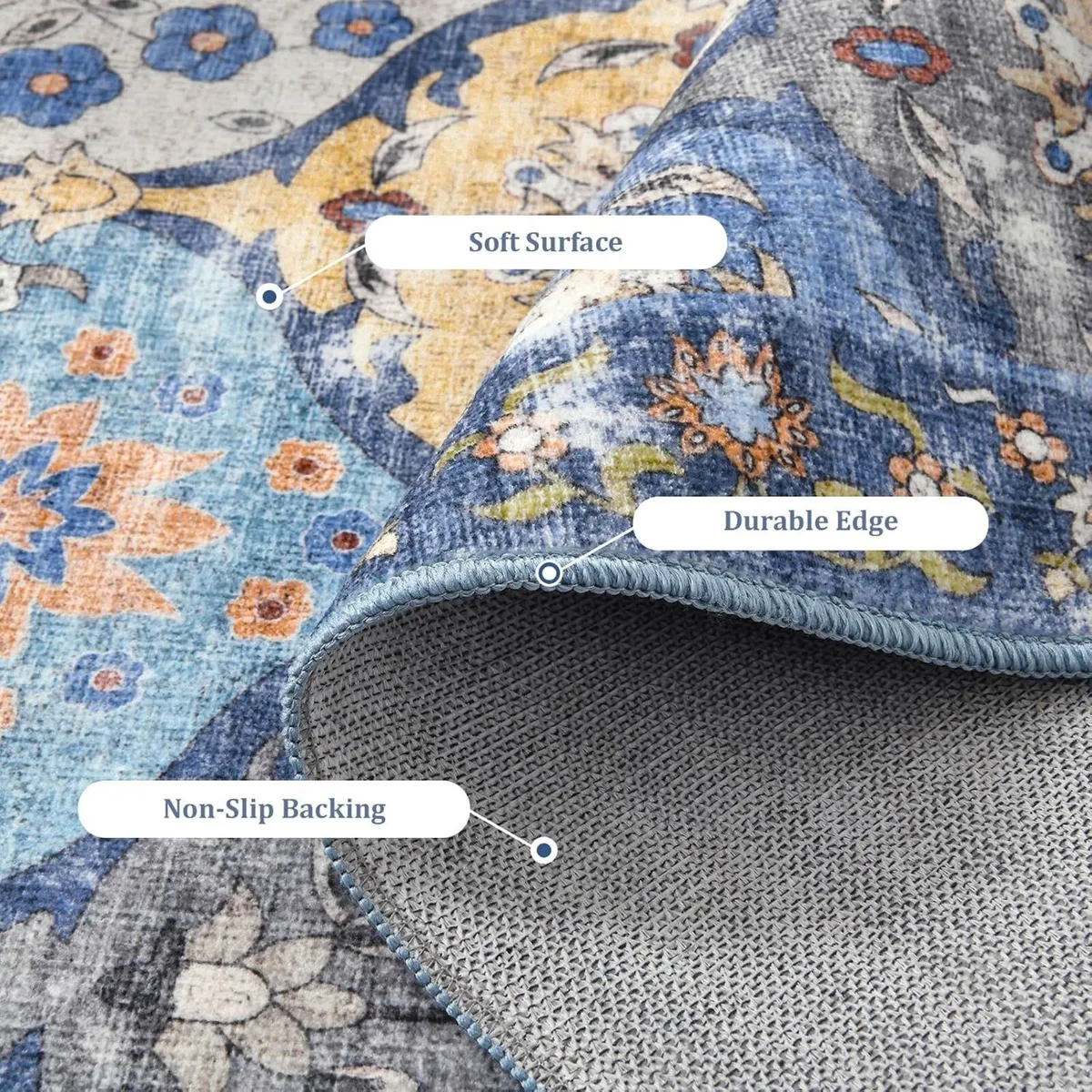 Vintage Rug Washable Rugs Living Room Non - Image 3
