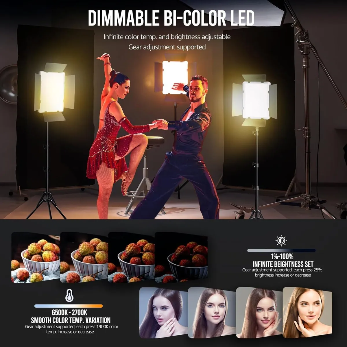 Lighting Bi-Colour Studio Lights -6500K 36W - Image 3