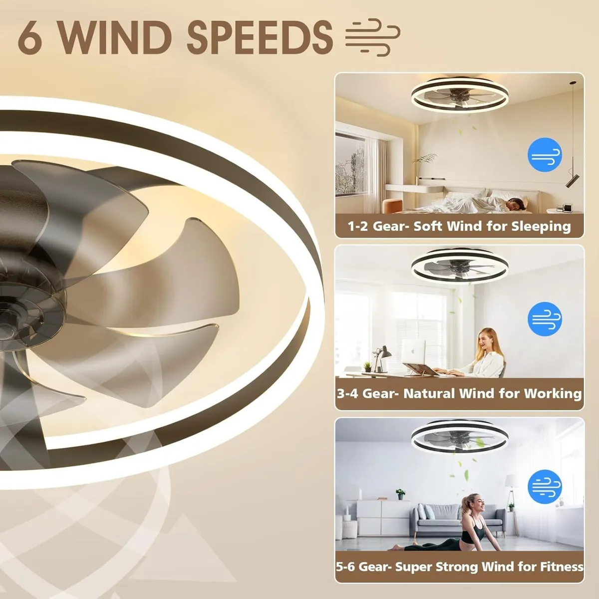 Ceiling Fan with Light Remote 3000K-6500K Dimmable - Image 4