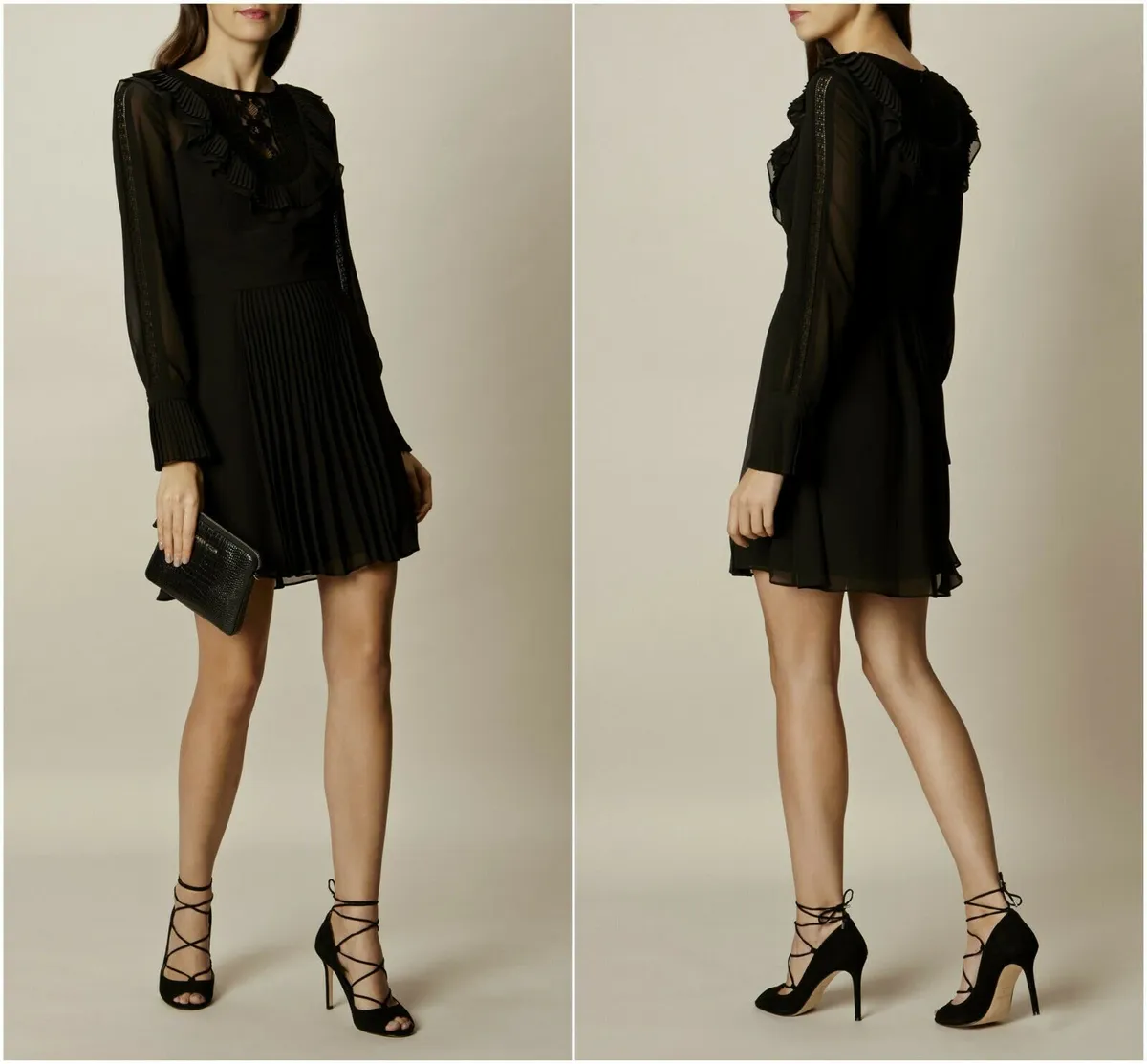 Karen Millen Black Chiffon Lace Dress - Image 4