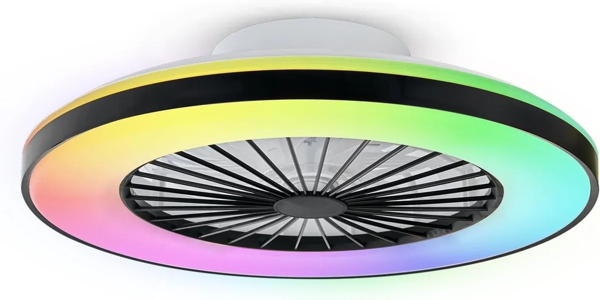 Modern LED Ceiling Light with Fan RGB Lights - Image 1