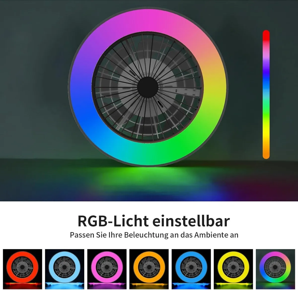 Modern LED Ceiling Light with Fan RGB Lights - Image 2