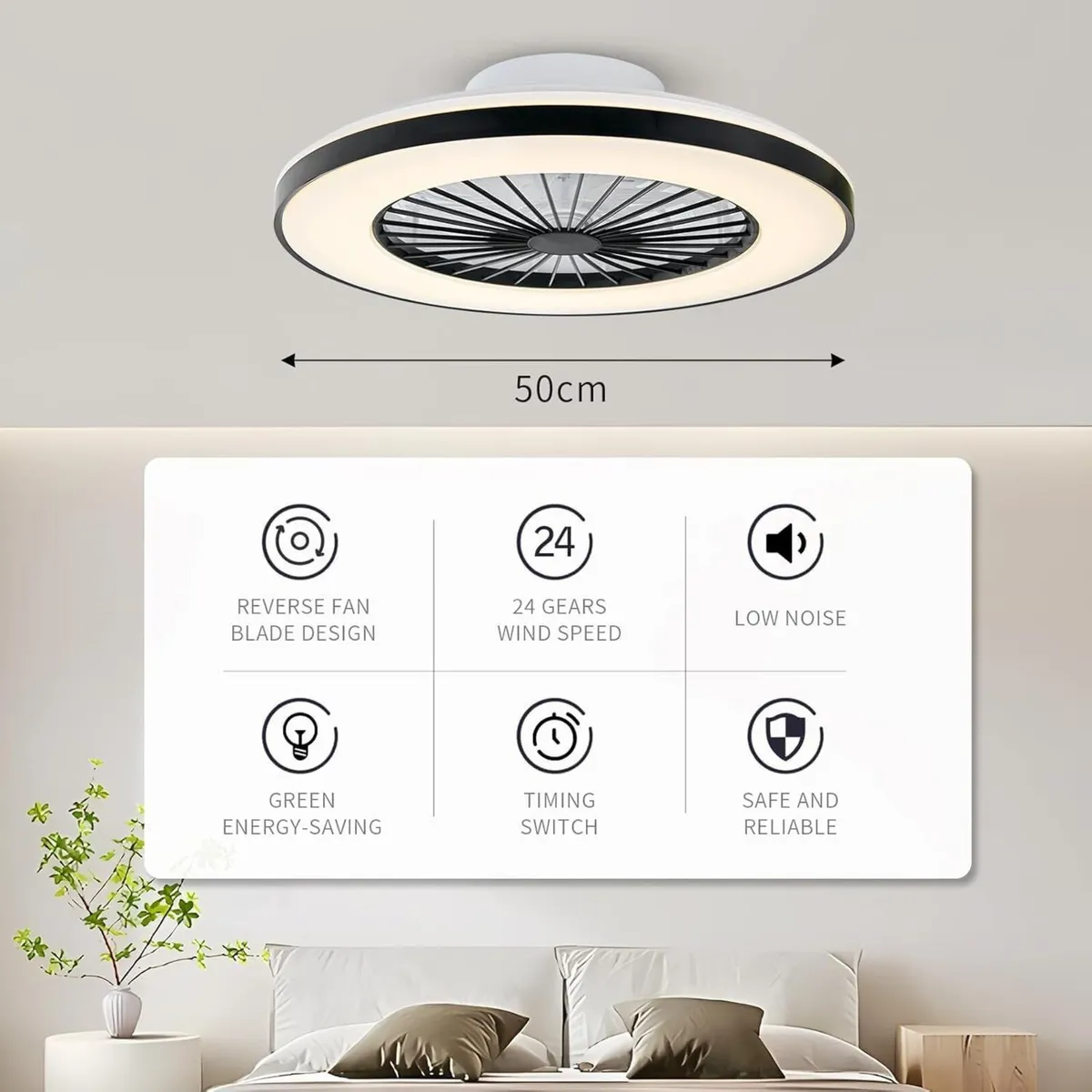 Modern LED Ceiling Light with Fan RGB Lights - Image 4