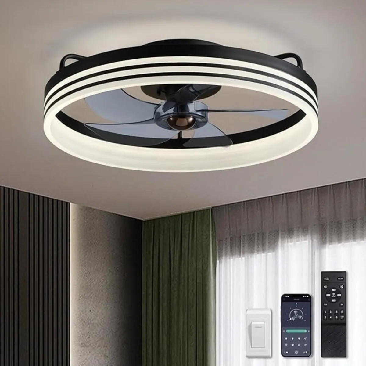20" Modern Ceiling Fan with Light 6 Speeds - Image 1
