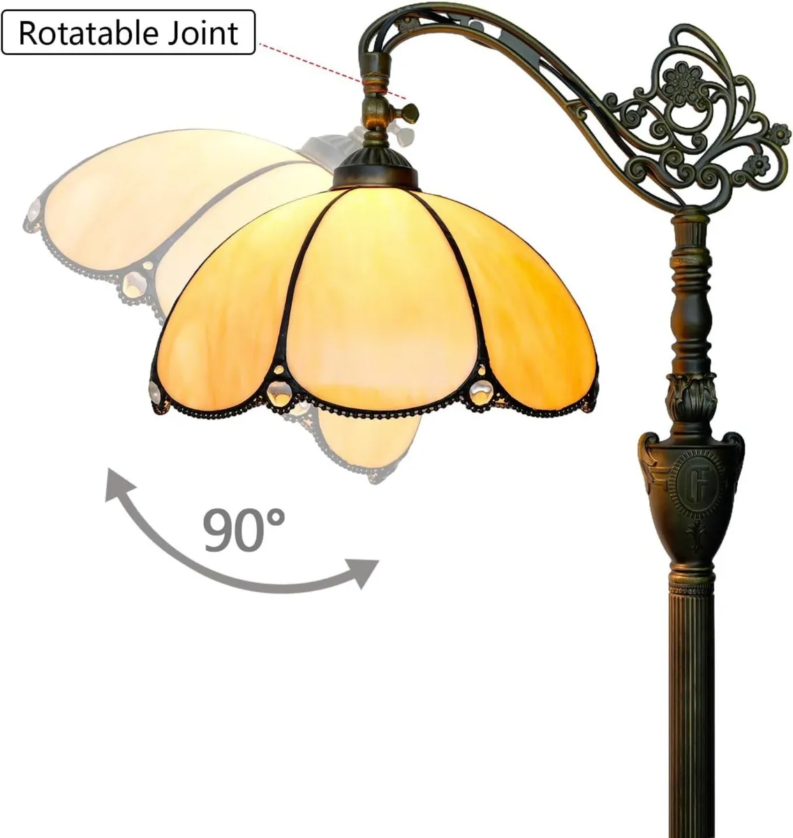 Tiffany Floor Lamp with Angle Adjustable Stained - Image 4