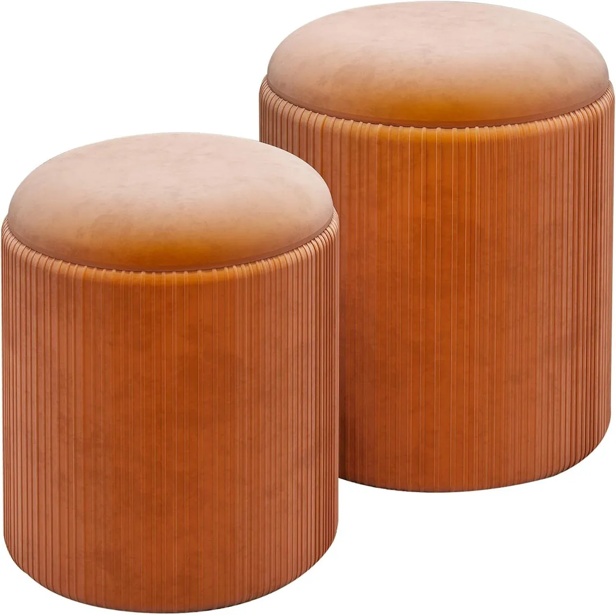Round Storage Ottoman Stools Velvet Vanity Foot - Image 1