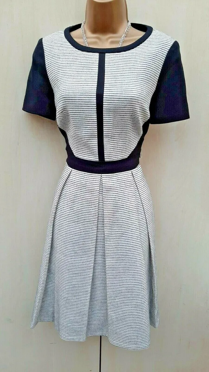 Karen Millen Black & White Textured Pleated Dress - Image 2