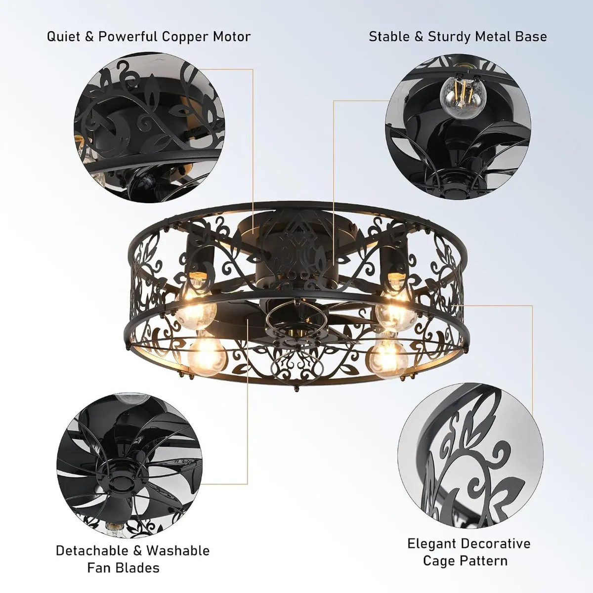 Ceiling Fan with Lights Industrial Style 4 - Image 4