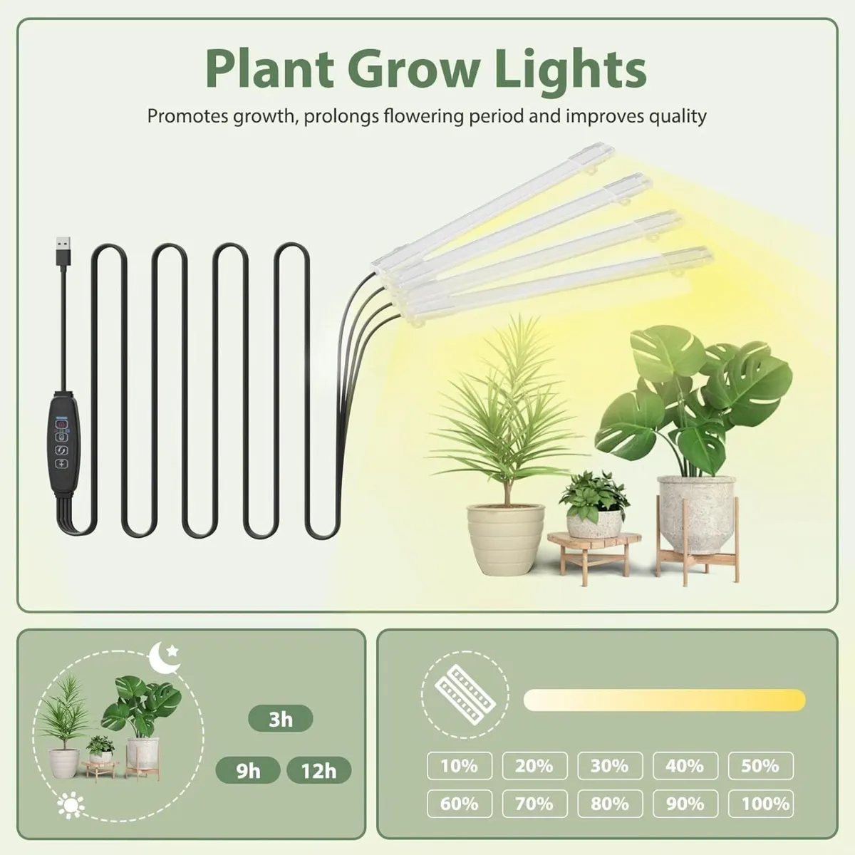 Plant Stand Indoor with Grow Lights 5 Tiered - Image 2
